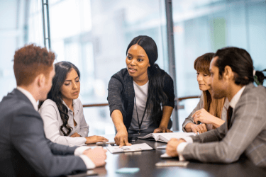 group of professionals having a meeting